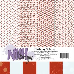 NHH Paper pad Birthday Splatter 30x30cm 12 ark NHHP525