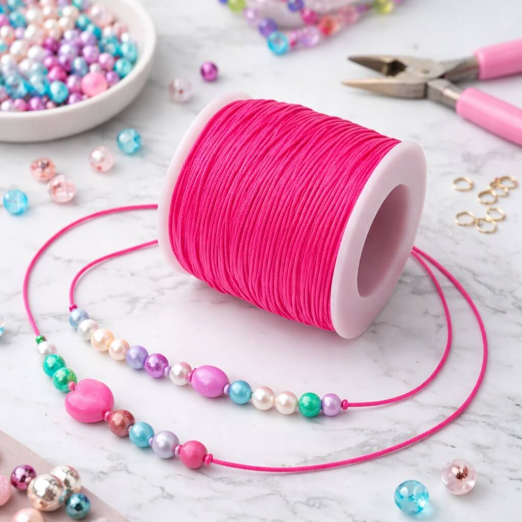 Elastiksnor pink 1,2mm 25 meter - Billede 2