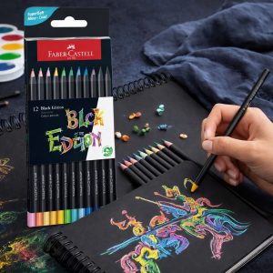 Farveblyanter Faber-Castell Black Edition – Trekantede farver, 12 stk