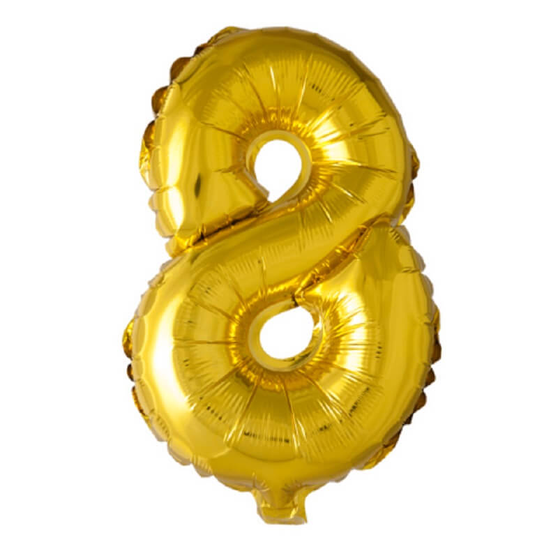 Folie tal ballon nummer 8 guld 41cm - Billede 2