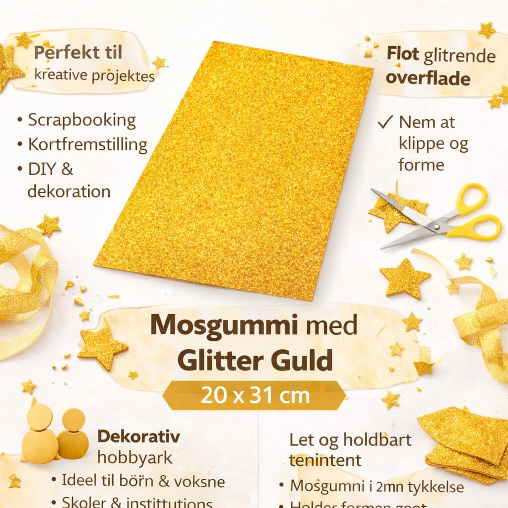 Mosgummi med Glitter Guld 2 mm – 20 x 31 cm - Billede 6