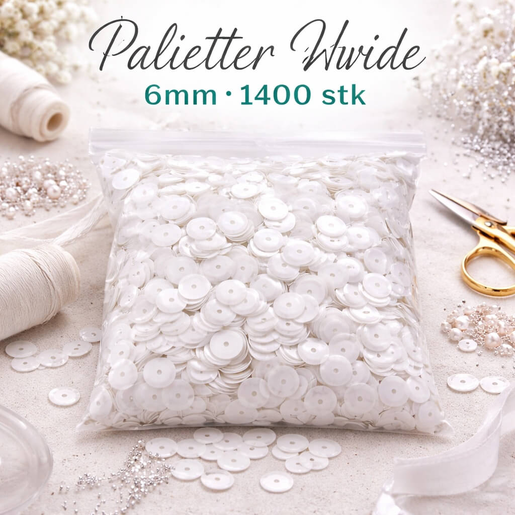 Palietter 6mm Hvide – 1400 stk