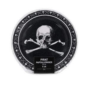 Pirat paptallerkner 23 cm, perfekt til piratfest
