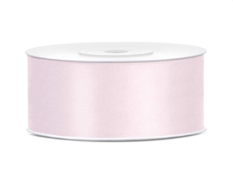 Satinbånd lys powder pink 25 mm x 25 m - Billede 2