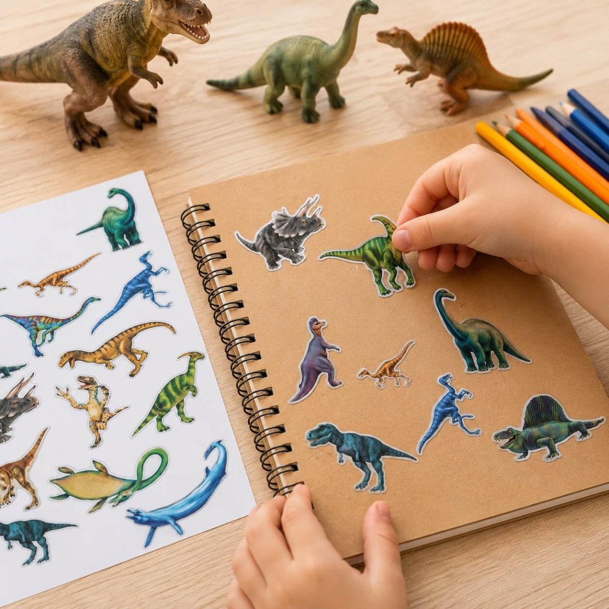 Stickers med Dinosaurus – Farverige Dinosaur Klistermærker til Børn, Kreativ Leg og Fødselsdag - Billede 4
