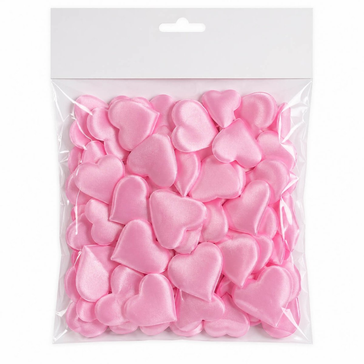Store lyserøde stof hjerter 3,5x2cm – 50 stk. | Romantisk bordpynt til bryllup & fest - Billede 2