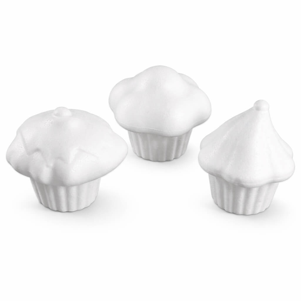 Styropor Cupcakes Mix 3 stk – DIY Dekorationsfigurer