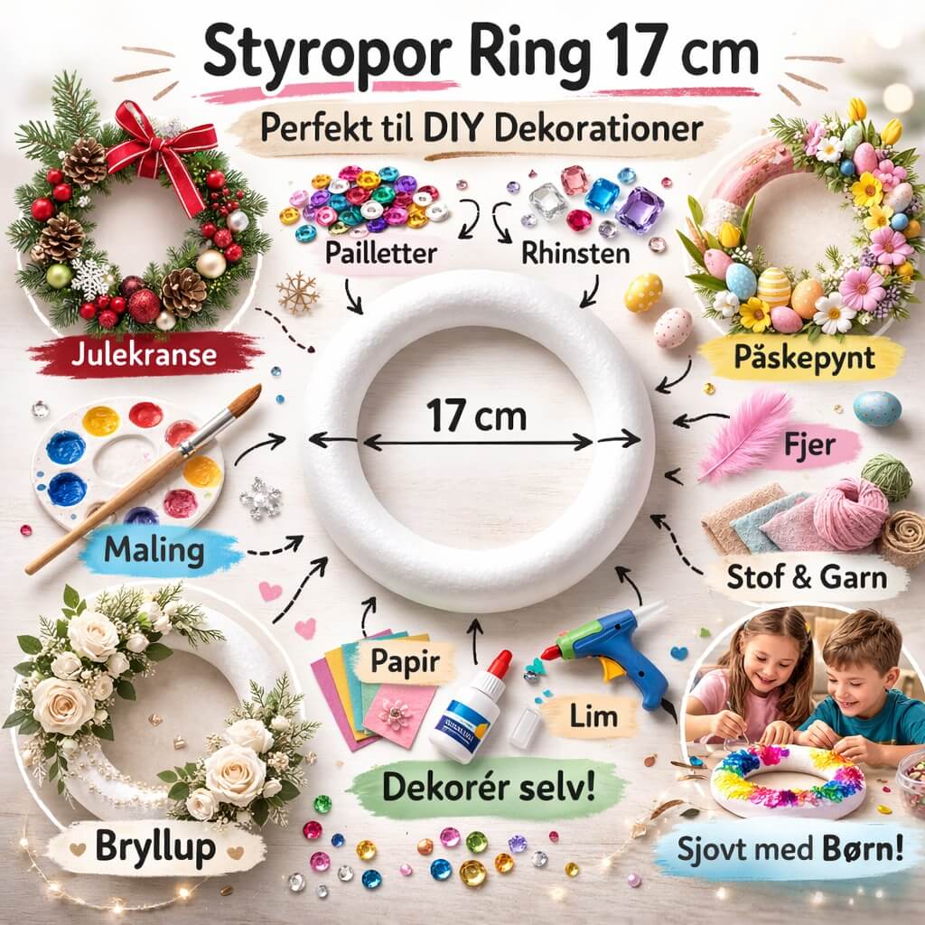Styropor Ring 17 cm – Perfekt til kreative dekorationer og DIY projekter - Billede 3